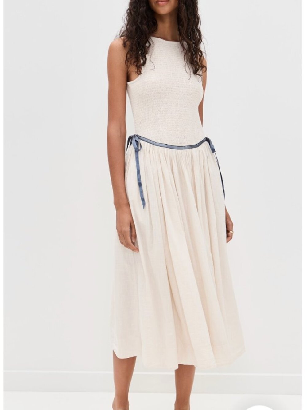 Free People Nightingale Solid Midi Dress – Tea Navy Combo – Small - Picture 6 of 12